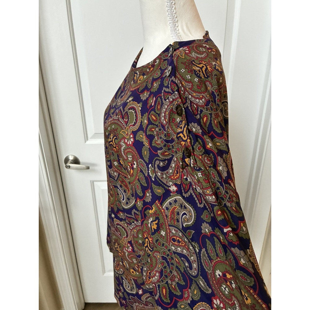 CHAUS Womens Size 20W/34 Button Blouse Purple Green Paisley Short Sleeve - Picture 4 of 16